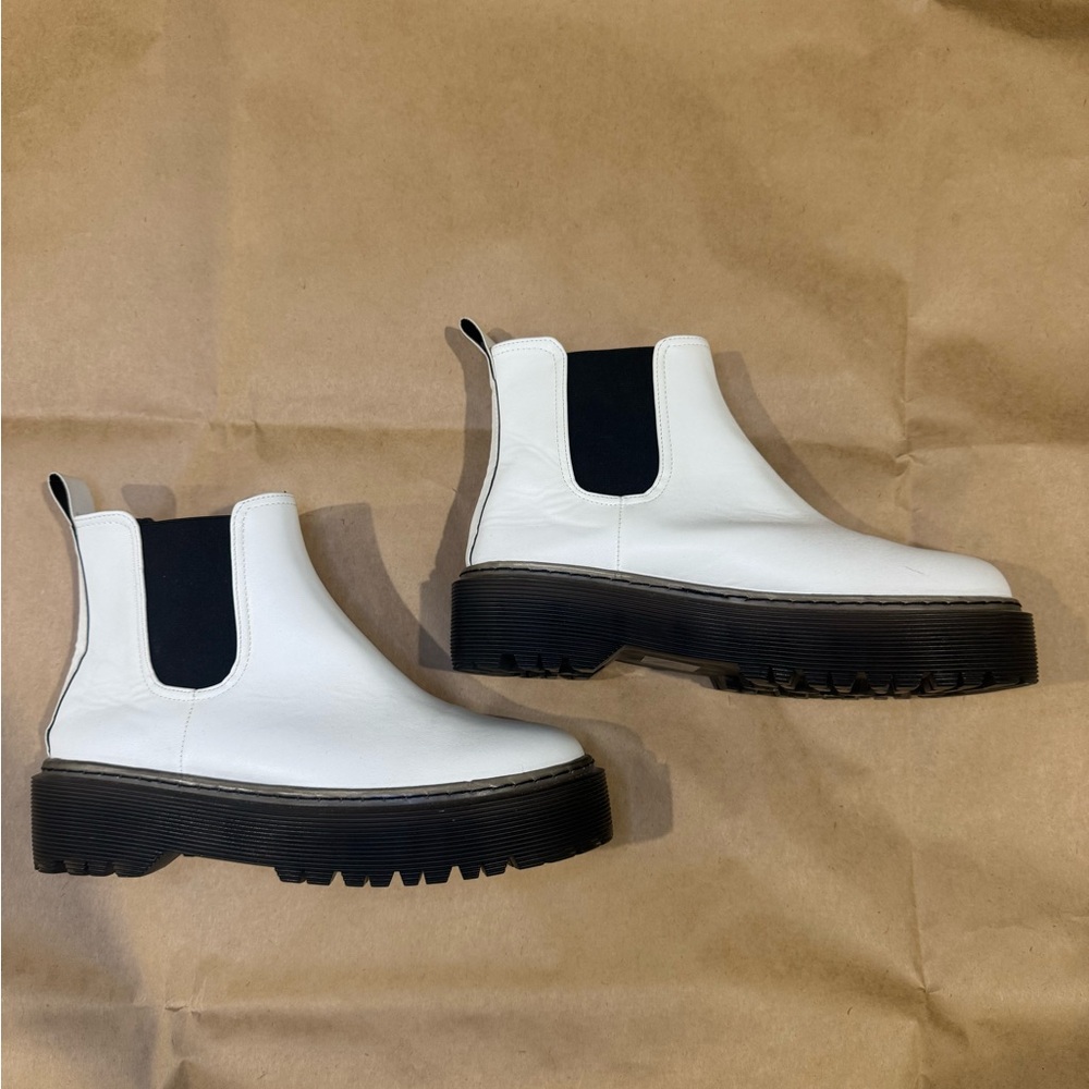 White and Black Platform Boots